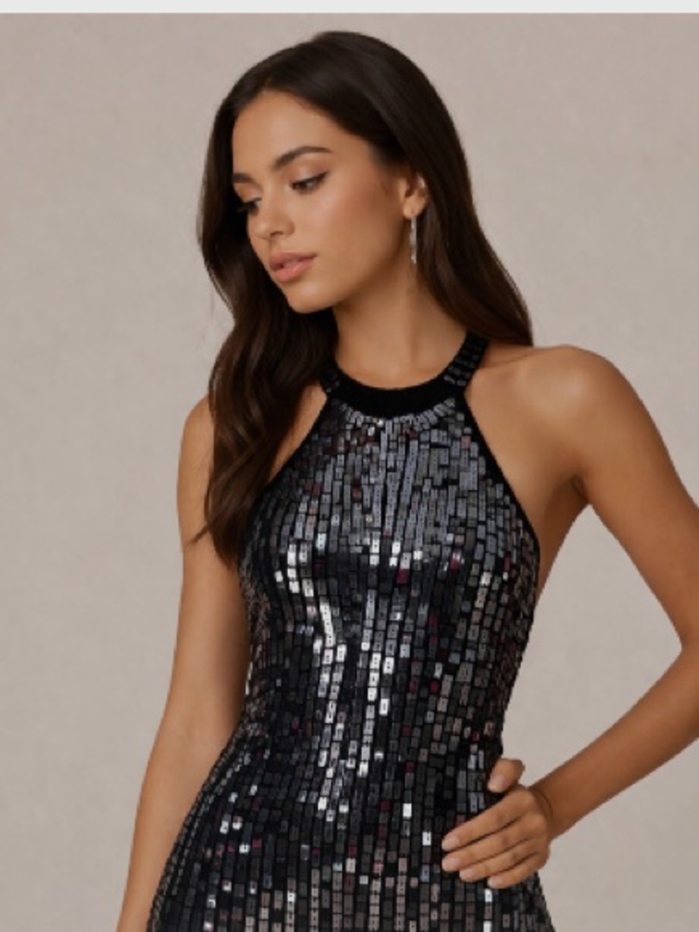 FORMULA X  Black Elongated  Sequin Racerback Embellished Top S NWOT